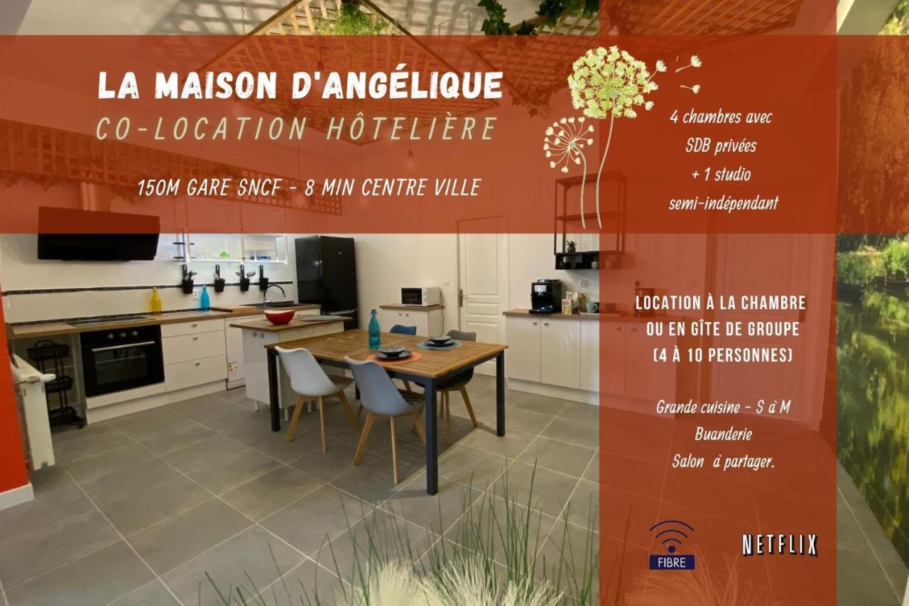 La Maison D'Angelique - Colocation Hoteliere A 150M Gare Tgv- Grande Cuisine Equipee & Salon - Fibre - Netflix 尼奥尔 外观 照片
